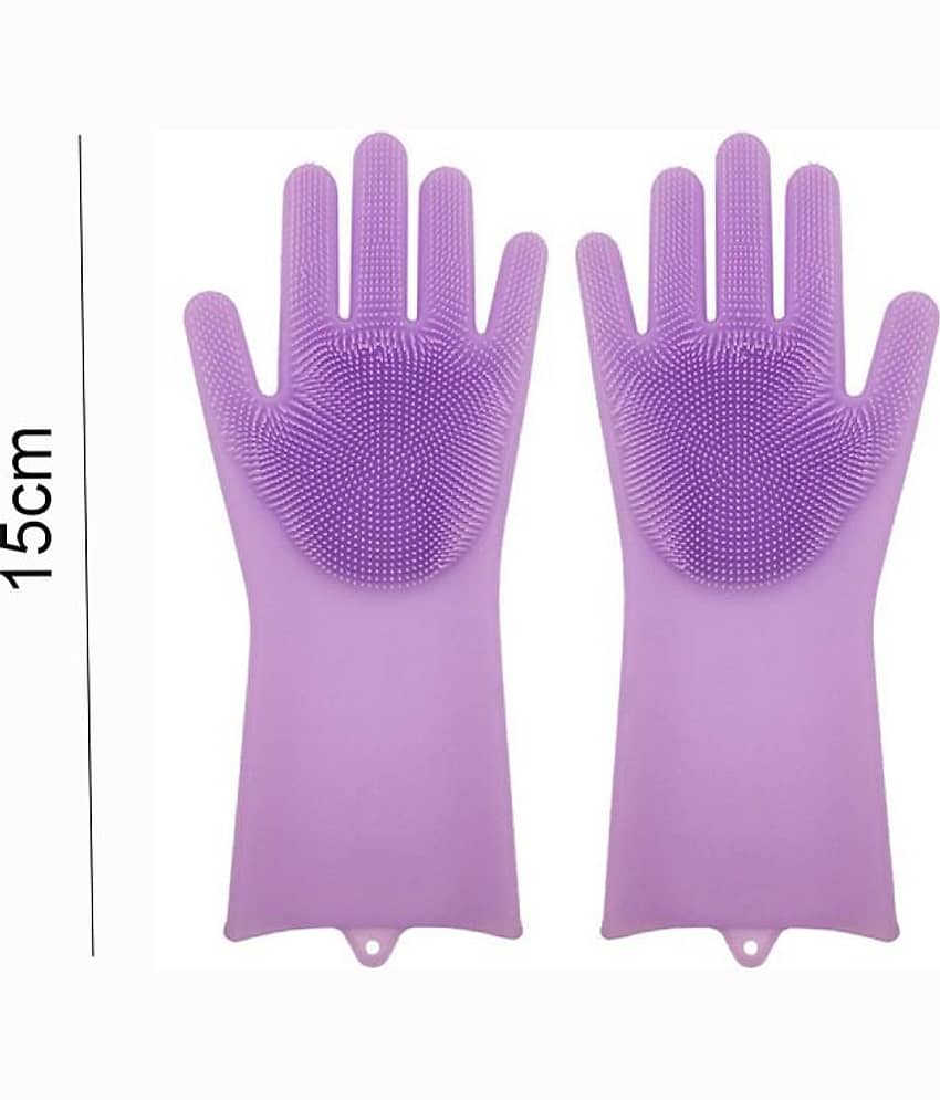 NIHIT Silicon Fiber Standard Size Cleaning Gloves for Home Kitchen bathroom view 2