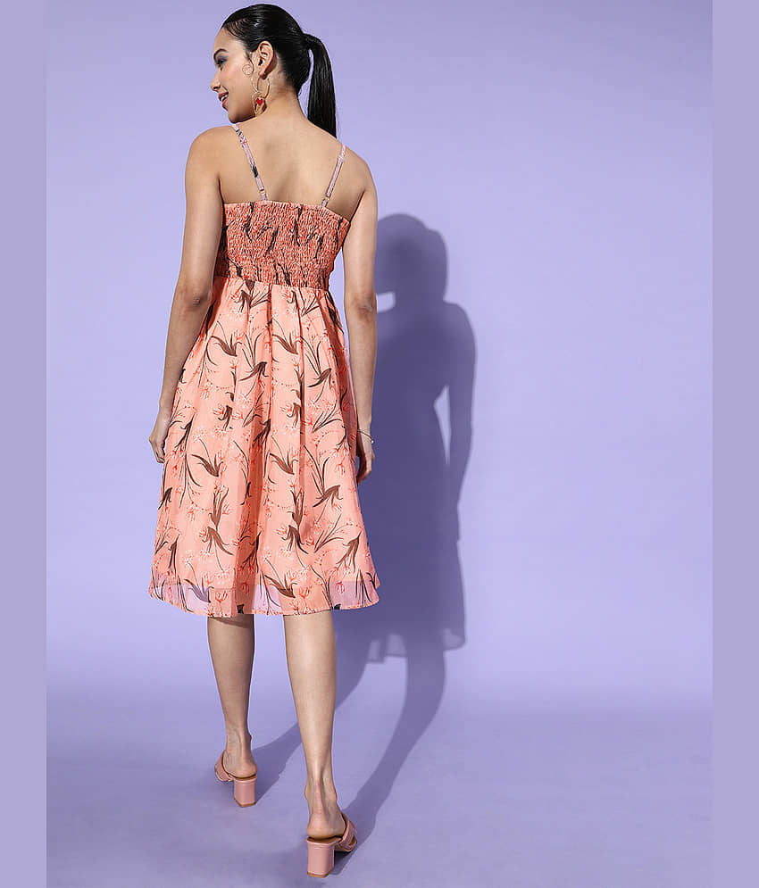 StyleStone Women Polyester Printed Fit & Flare Dress ( Pink ) view 2