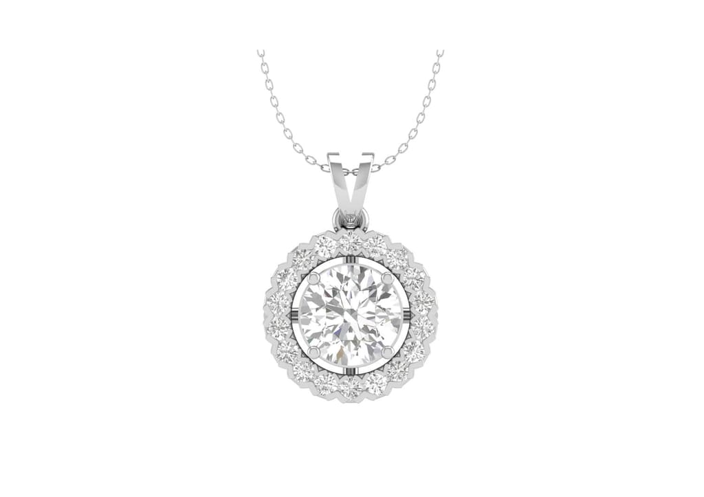 Round Halo Solitaire Necklace view 2