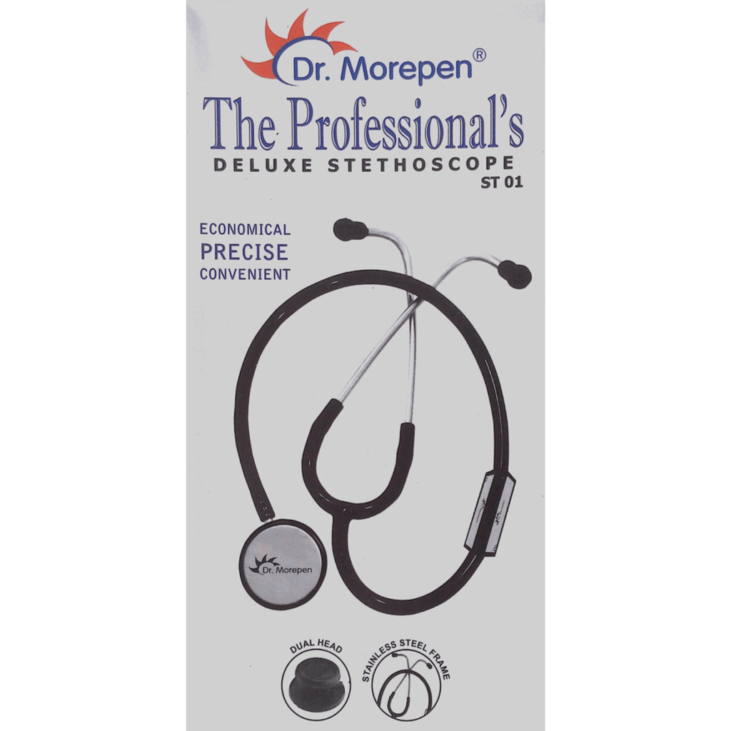 Dr Morepen ST-01 The Professional's Deluxe Stethoscope, Black