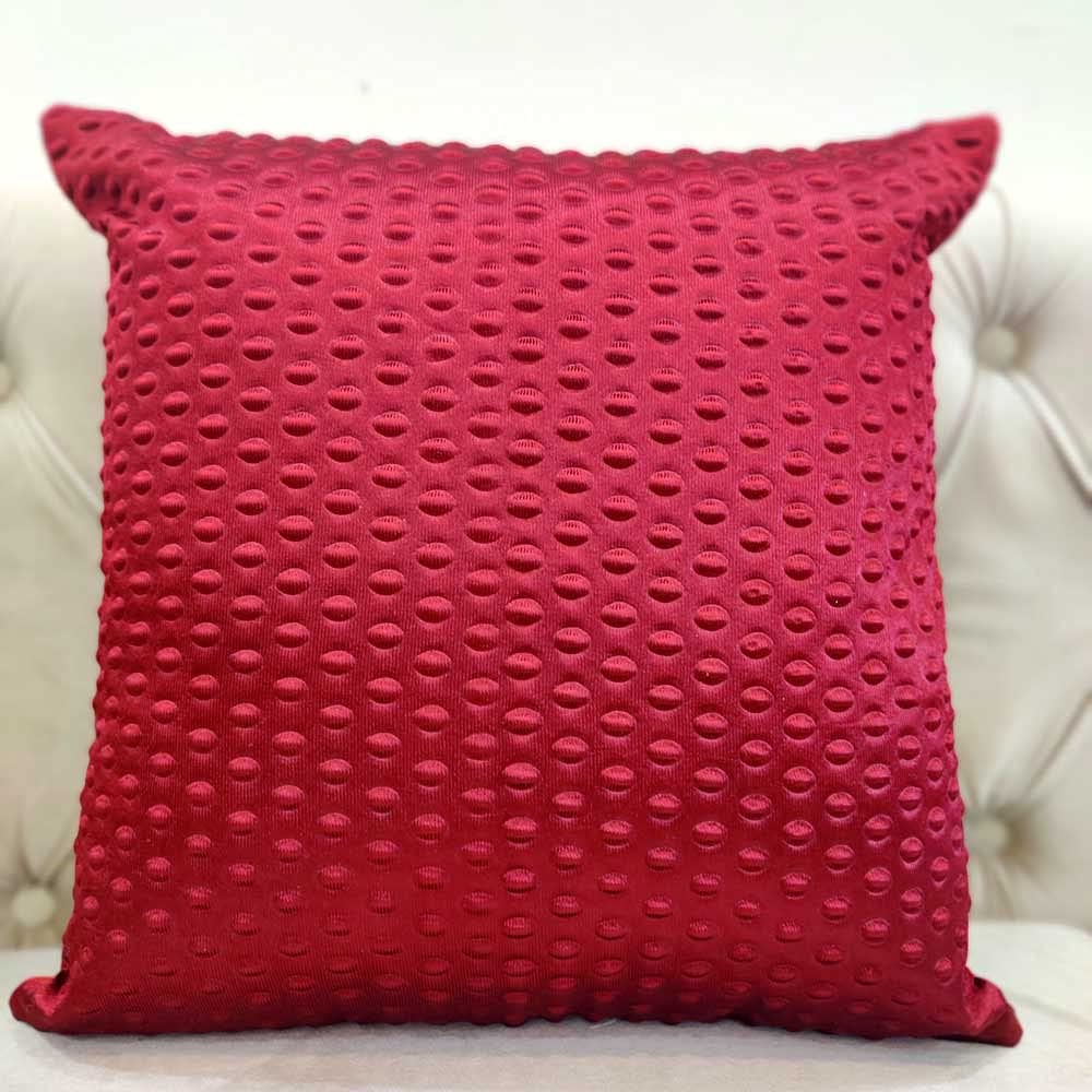 GOODVIBES Maroon White Damask/Self Design/Woven Motifs Floral Zipper Square Combo Cushion Covers (16x16 inch or 40 x 40 cm) Set of 3 view 2