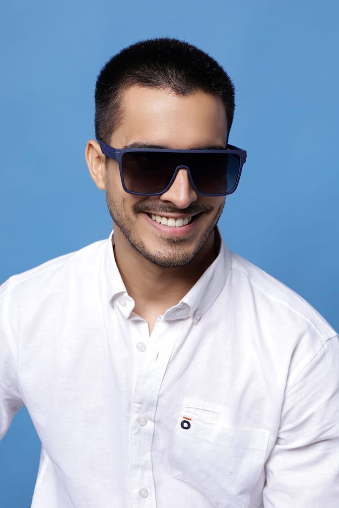 Eyenaks Full Rim Designer Rectangular Sunglasses | Polarized and UV400 Protection | For Men & Boys | Pack Of 1 (Blue) view 2