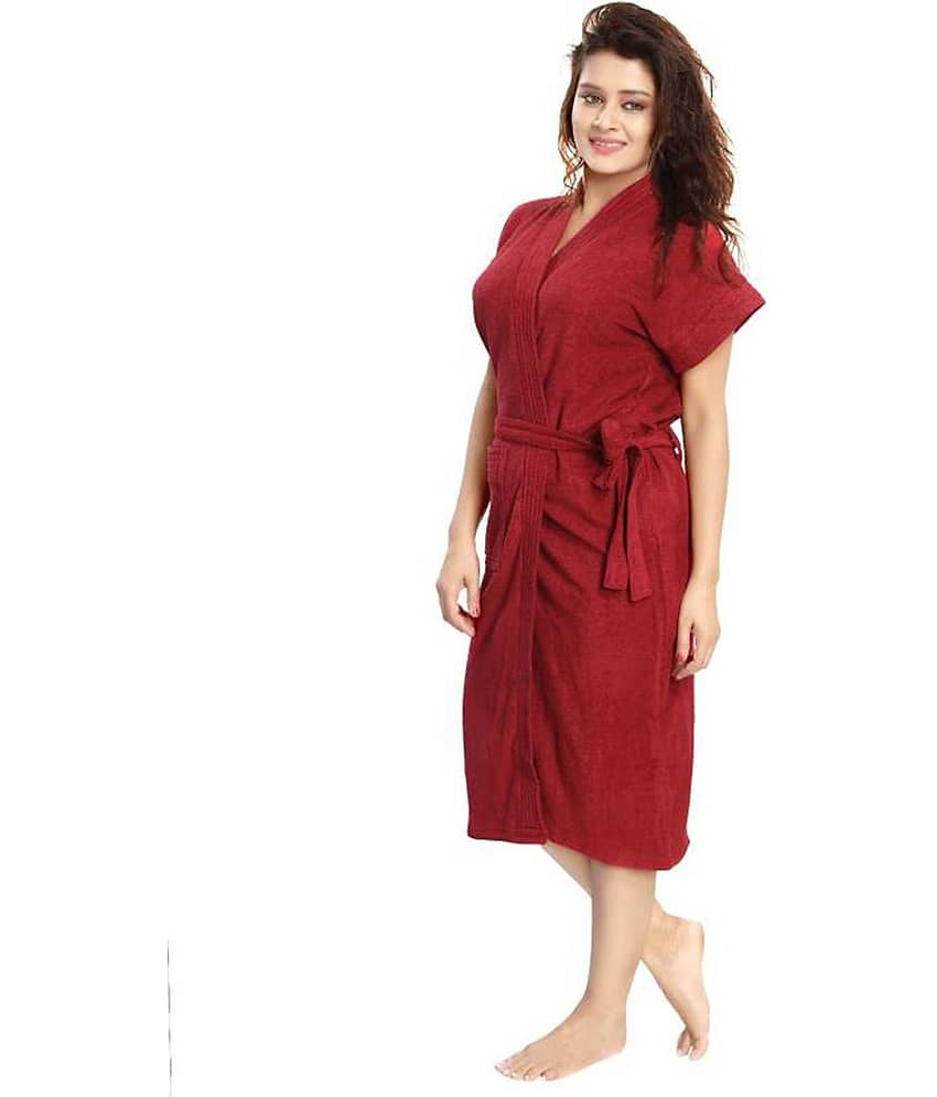 Poorak Maroon Free Size Bathrobe ( Pack of 1 ) view 2