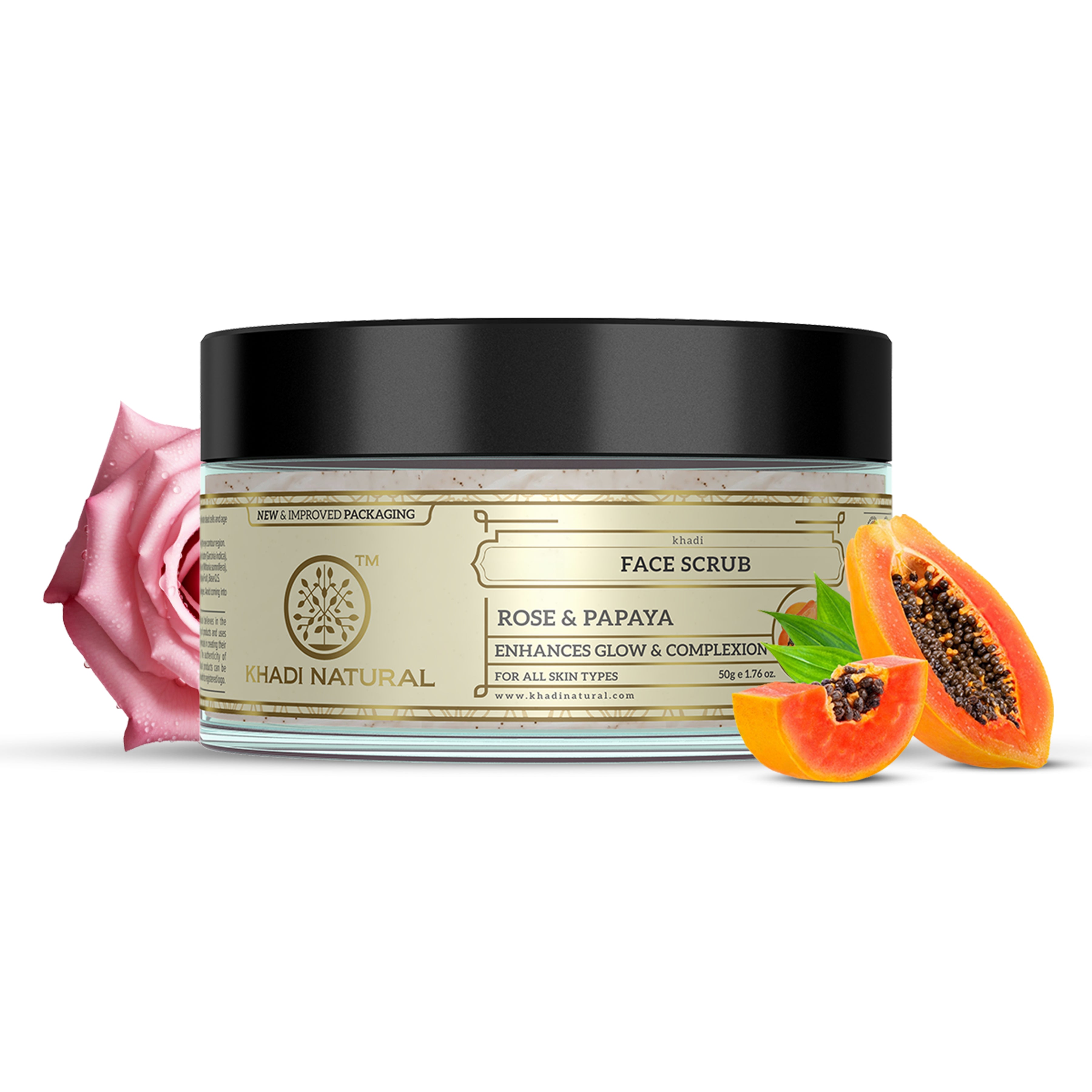 Khadi Natural Rose & Papaya Face Scrub - 50gm view 2