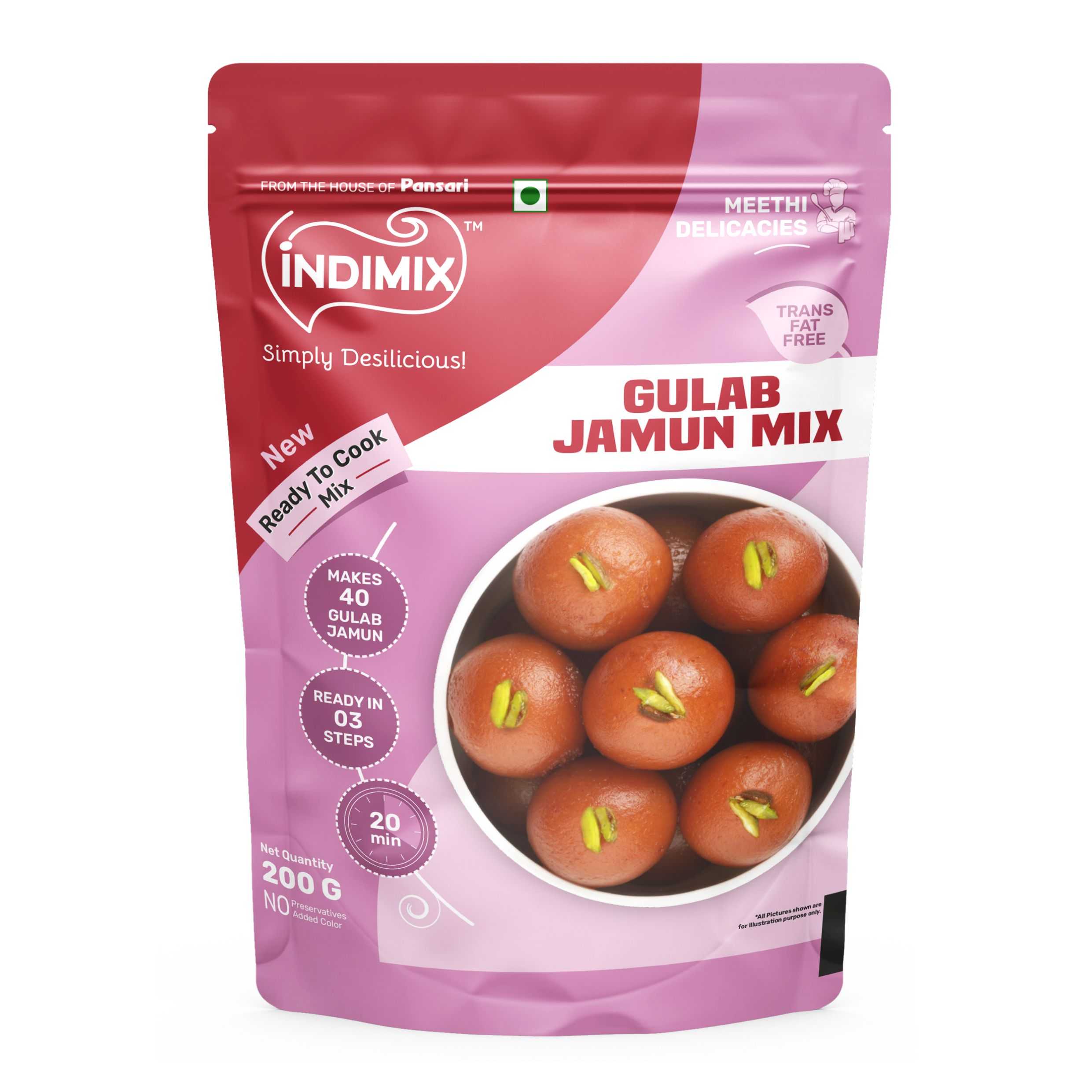 Indimix Ready to Cook Gulab Jamun - 200gm