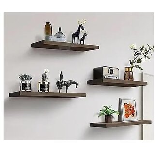 Stylish Wall Shelves Set of 4 Natural Colour