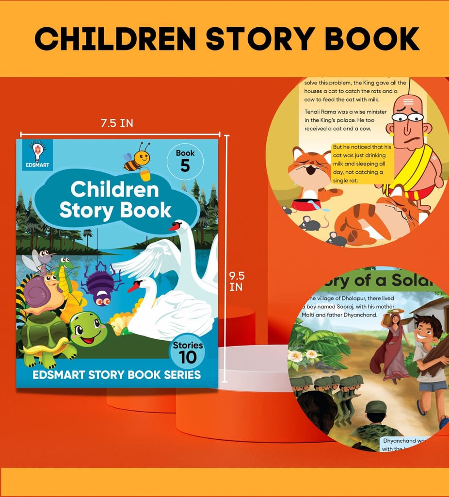 Edsmart Children Story Book 5 for 2-6 years old [32 pages], 10 kids stories with attractive pictures| kids stories on nature, friendship, Panchatantra stories , Tenali rama and more [Paperback] [Jan 01, 2022] Edsmart Edu Services Pvt Ltd view 2
