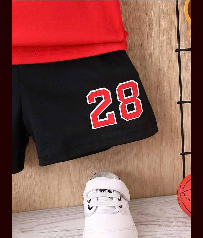 MUSNAH GARMENTS Pack of 1 Boys Cotton T-Shirt & Shorts Set ( Red ) view 2
