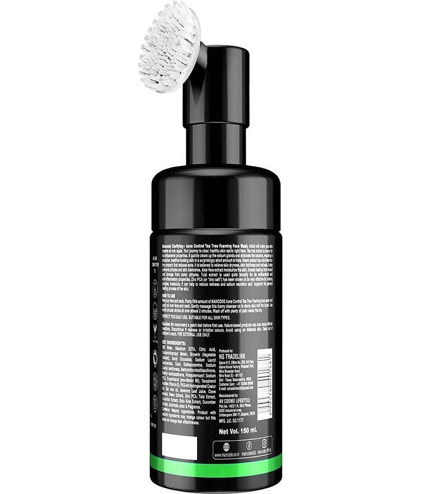 Mancode Acne Control Tea Tree Foaming Facial Wash , Deep Cleansing Face Wash for Men, 150 ml (Pack of 1) view 2