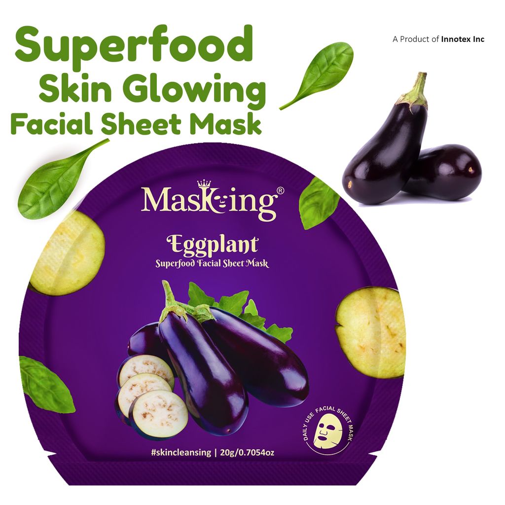 Superfood Eggplant facial sheet mask for glowing Skin and Hydrating, Pack of 3 view 2