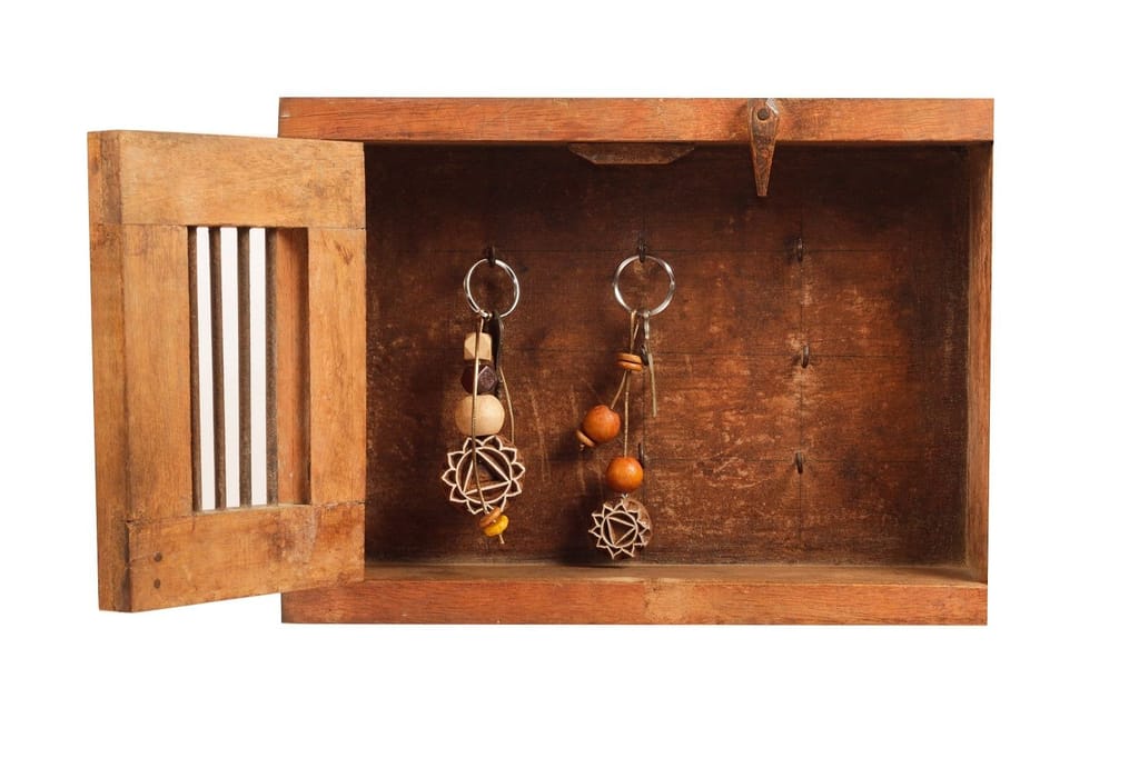 Hand Carved Wooden Keyring Mandala Beige view 2