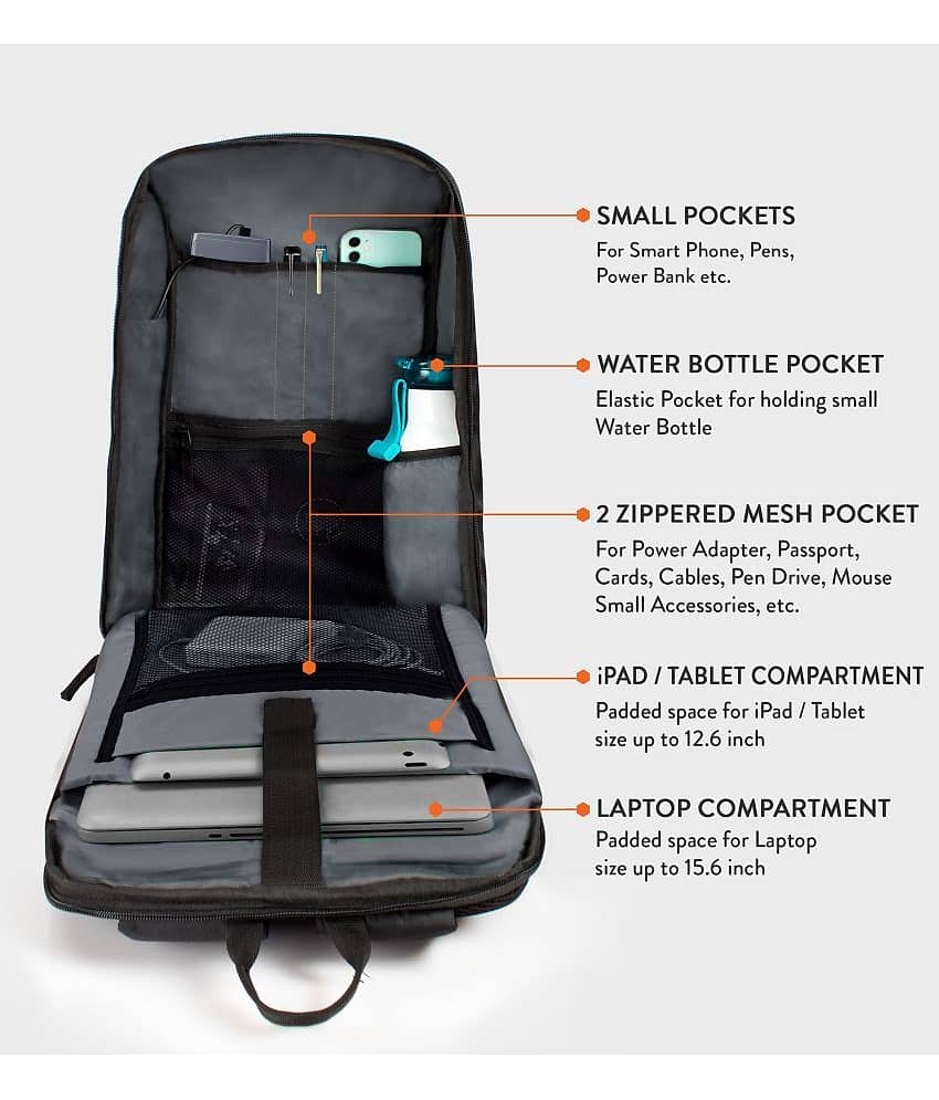 PAZZO 25 Ltrs Black Backpack view 2