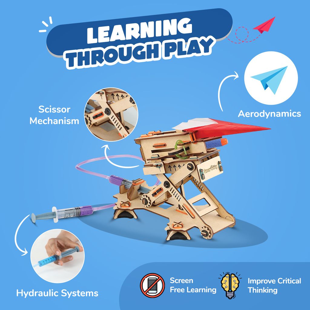 Smartivity Hydraulic Plane Launcher STEM DIY Fun Toy for Kids 6 to 14, Best Birthday Gift Toy for Boys & Girls Age 6-8-10-12, Science Toy, Educational Based Activity Game, Made in India view 2