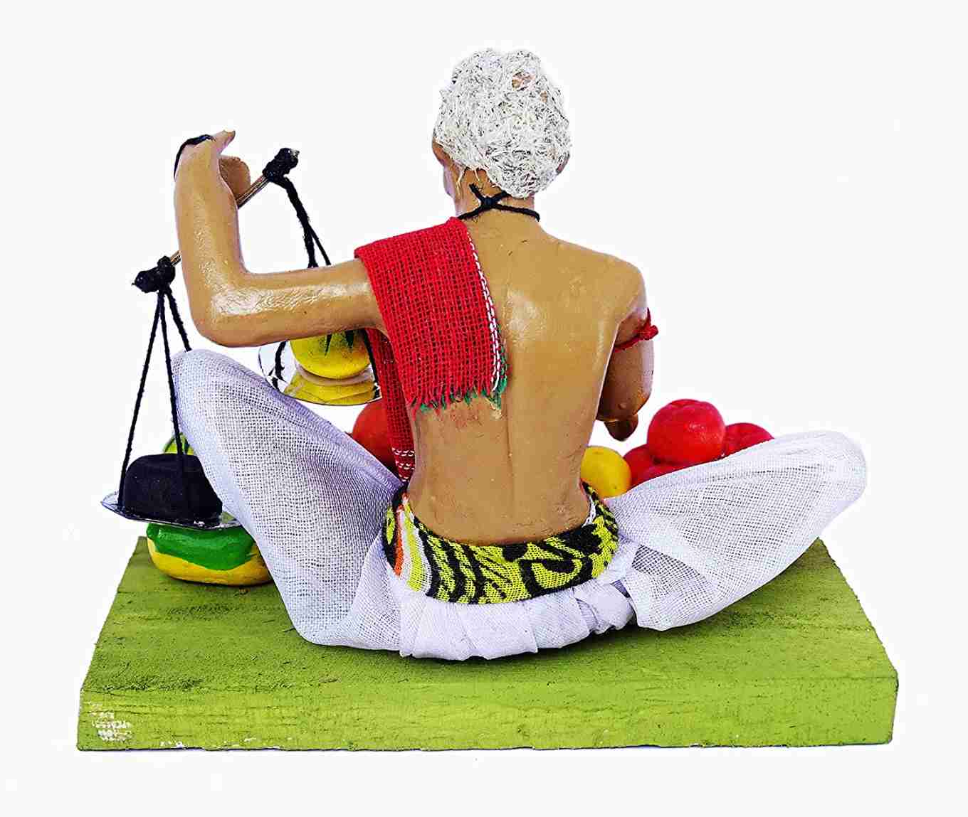 Krishnanagar Handmade Clay Gift & Decor - Basic- Sitting Human Figure Miniature Idol - Fruit Seller view 2