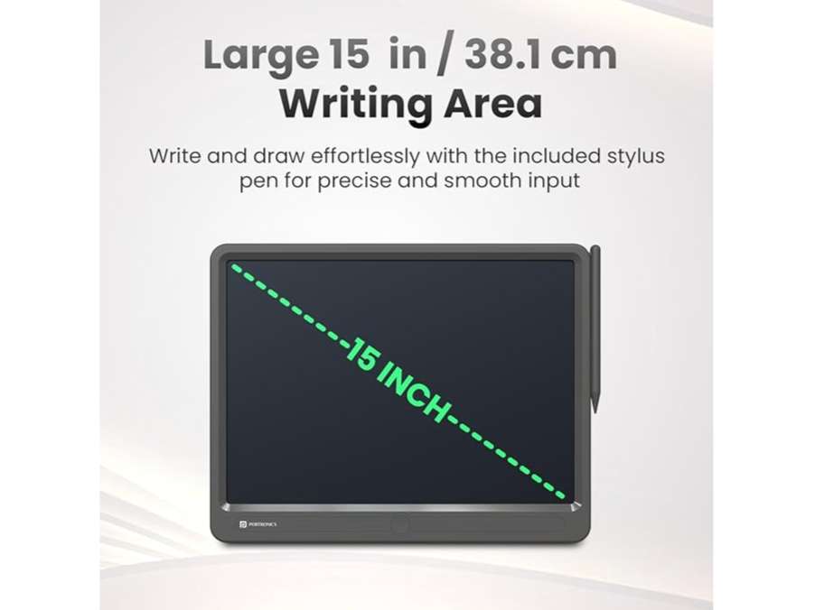 Portronics Ruffpad 15 Re-Writable LCD Screen 38.1cm (15-inch) Writing Pad for Drawing, Playing, Handwriting Gifts for Kids & Adults view 2
