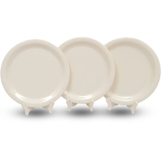 Ariya Melamine 11 Inch Dinner Plates - White, Set of 3 | Durable, Lightweight & Easy to Clean