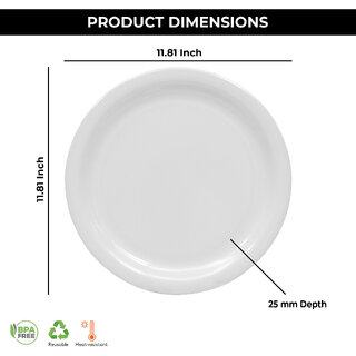Ariya Melamine 11 Inch Dinner Plates - White, Set of 3 | Durable, Lightweight & Easy to Clean view 2