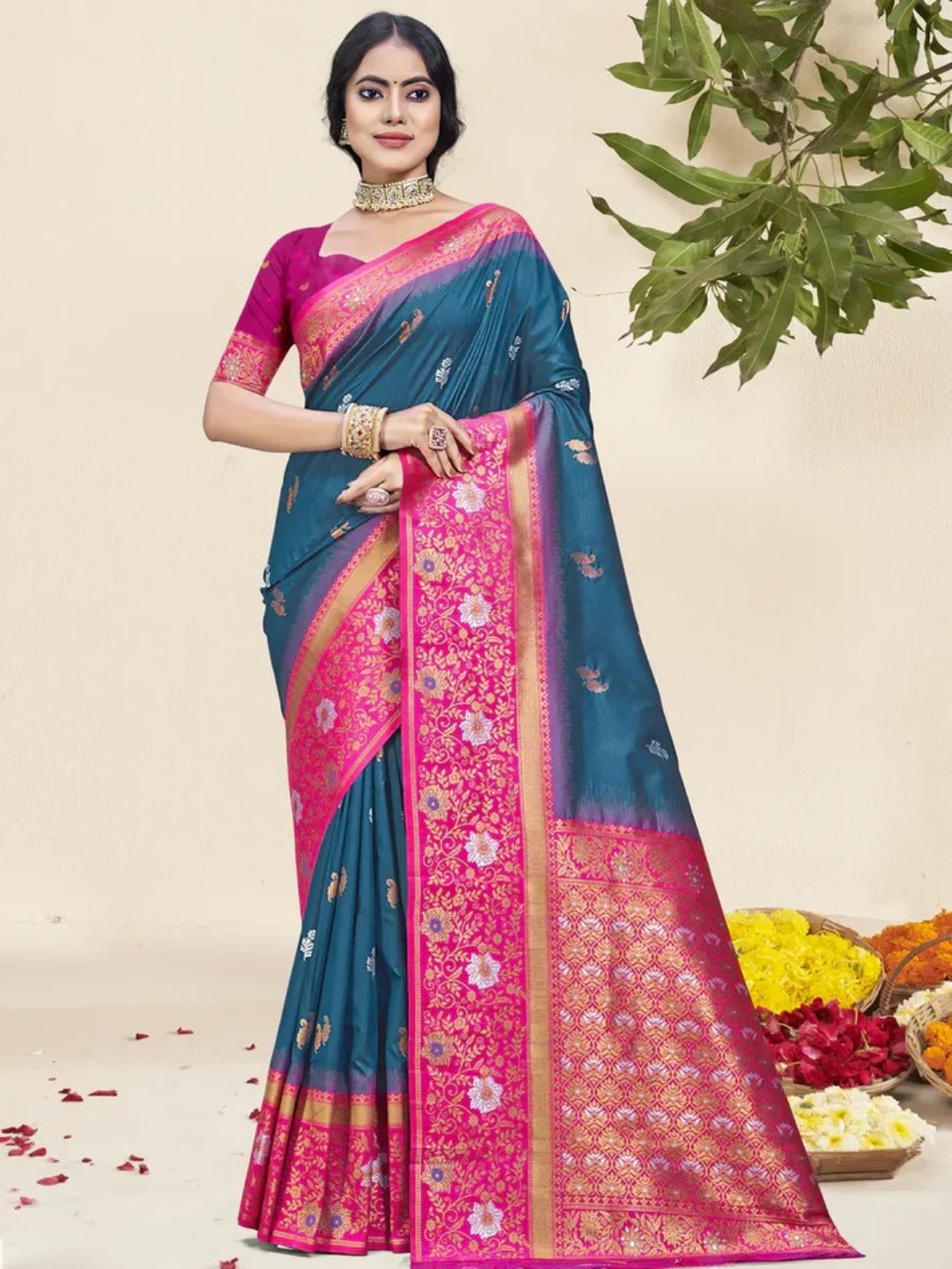 Blue Silk Saree view 2