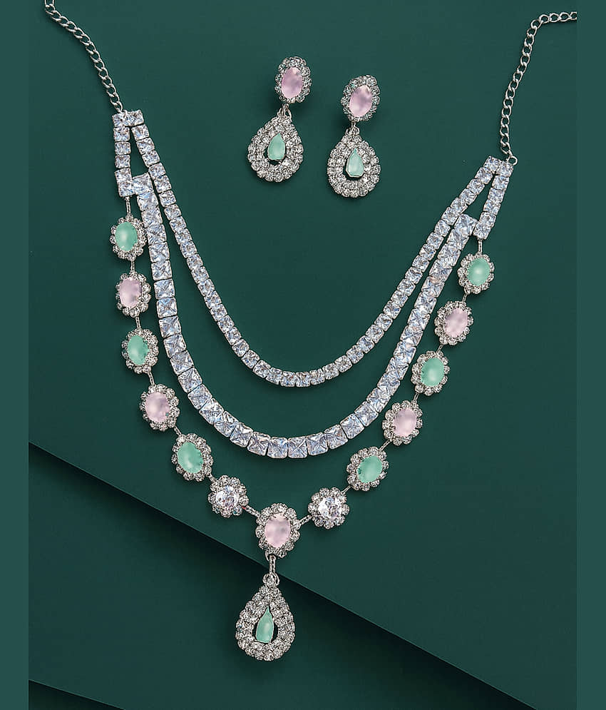 SHANKHRAJ MA LL Green Metal Necklace Set ( Pack of 1 )