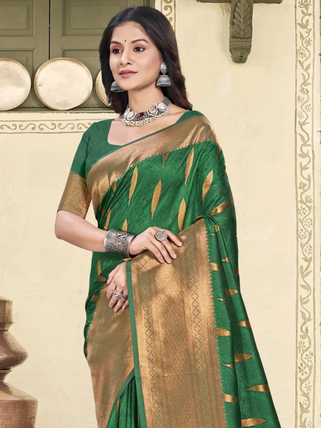 Green Silk Saree view 2