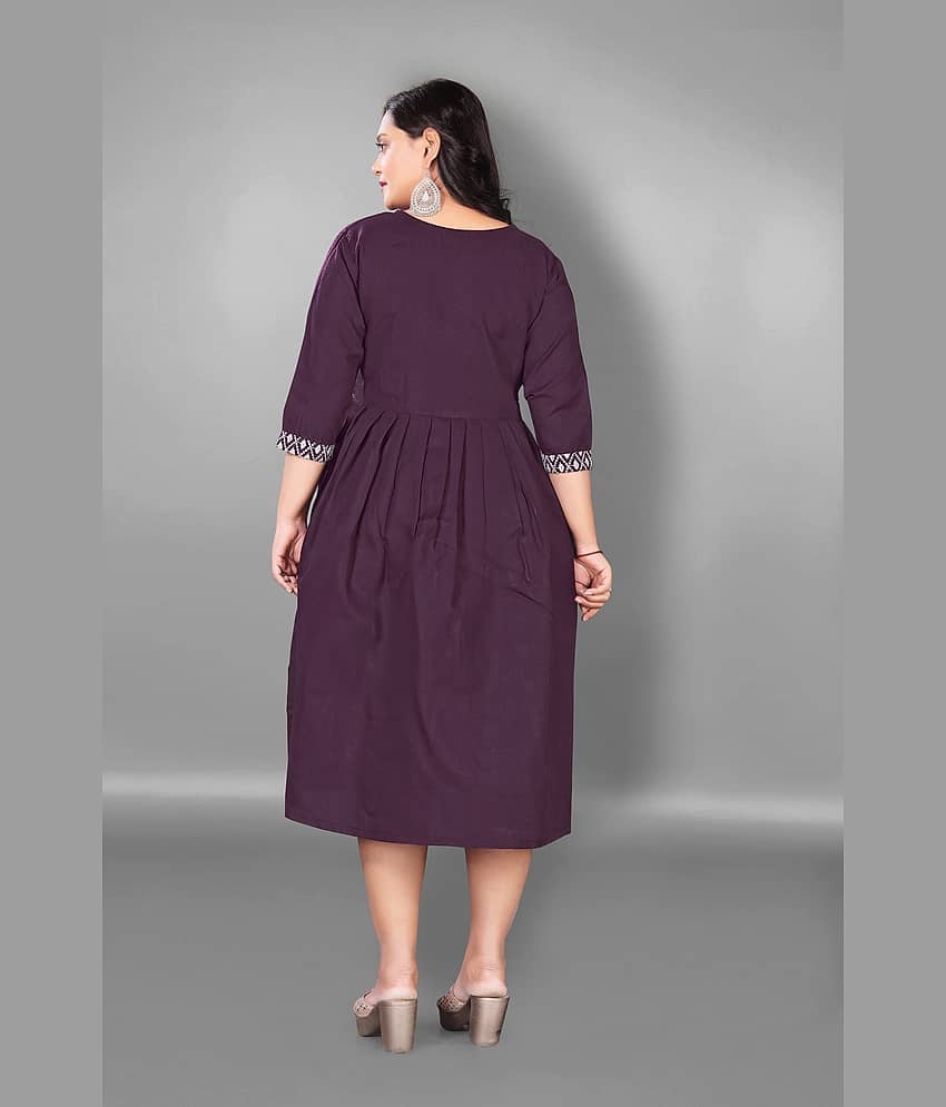 Hetsa Women Cotton Blend Embroidered Anarkali Kurti ( Purple ) view 2