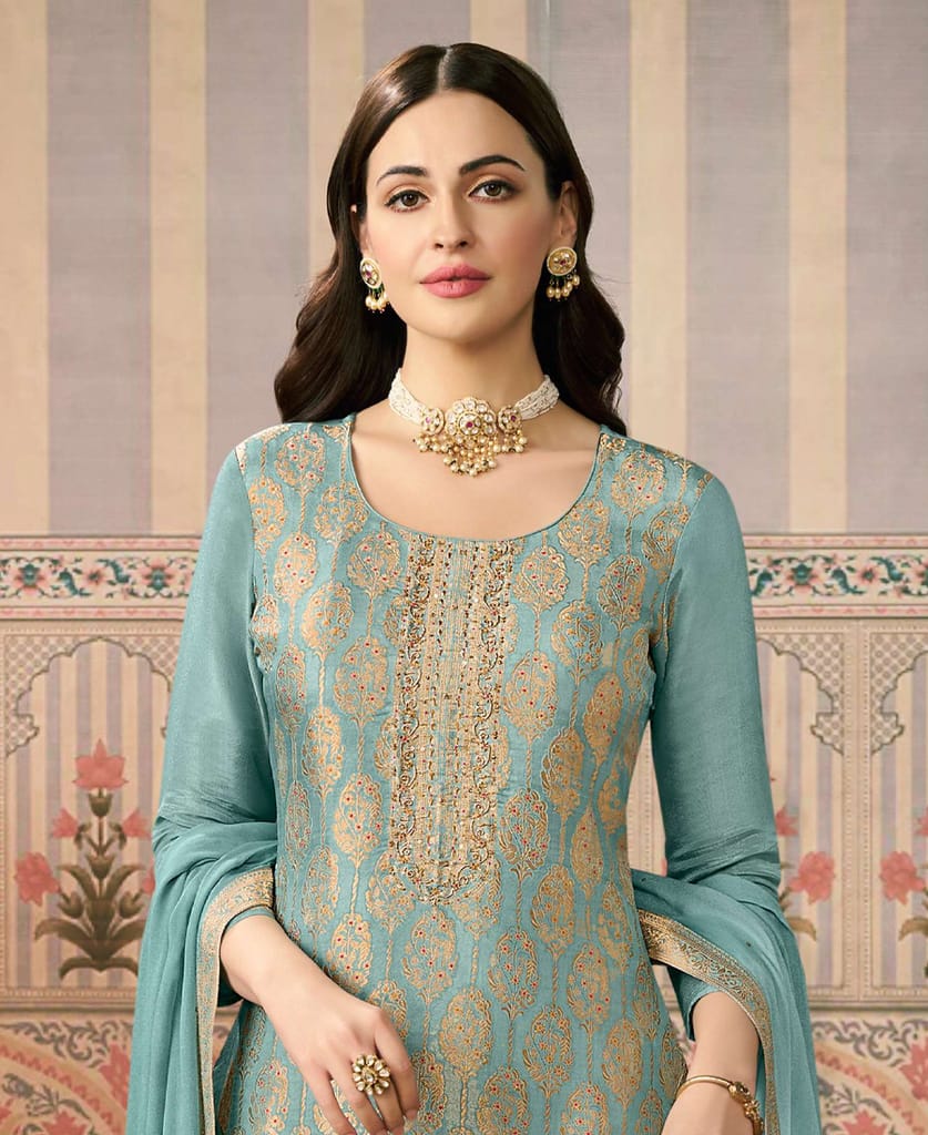 Pink Banarasi Silk Straight Suit for Women (Ethnic Wear) view 2