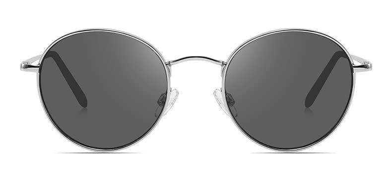 Eyenaks Oval Shape Metal Sunglasses | UV 400 Protection | Unisex Design | Everyday Wear | Spring Hinges for Comfortable Fit | Pack Of 1 (Silver) view 2