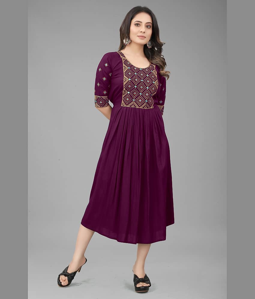 QPEEZ - Blue Rayon Women's Nayra Kurti ( Pack of 1 )