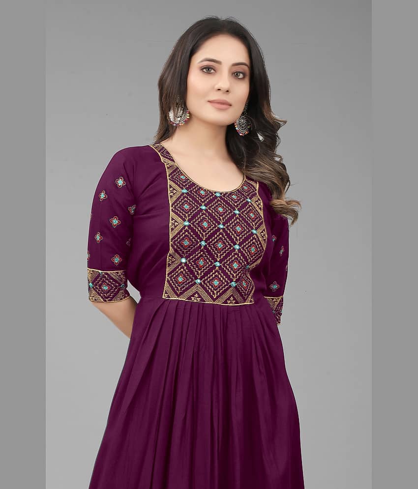 QPEEZ - Blue Rayon Women's Nayra Kurti ( Pack of 1 ) view 2