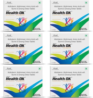 Health Ok Multi Vitamin and Mineral Health Supplement (for Energy and Overall Health with added Immunity) Tablets (Pack of 6)