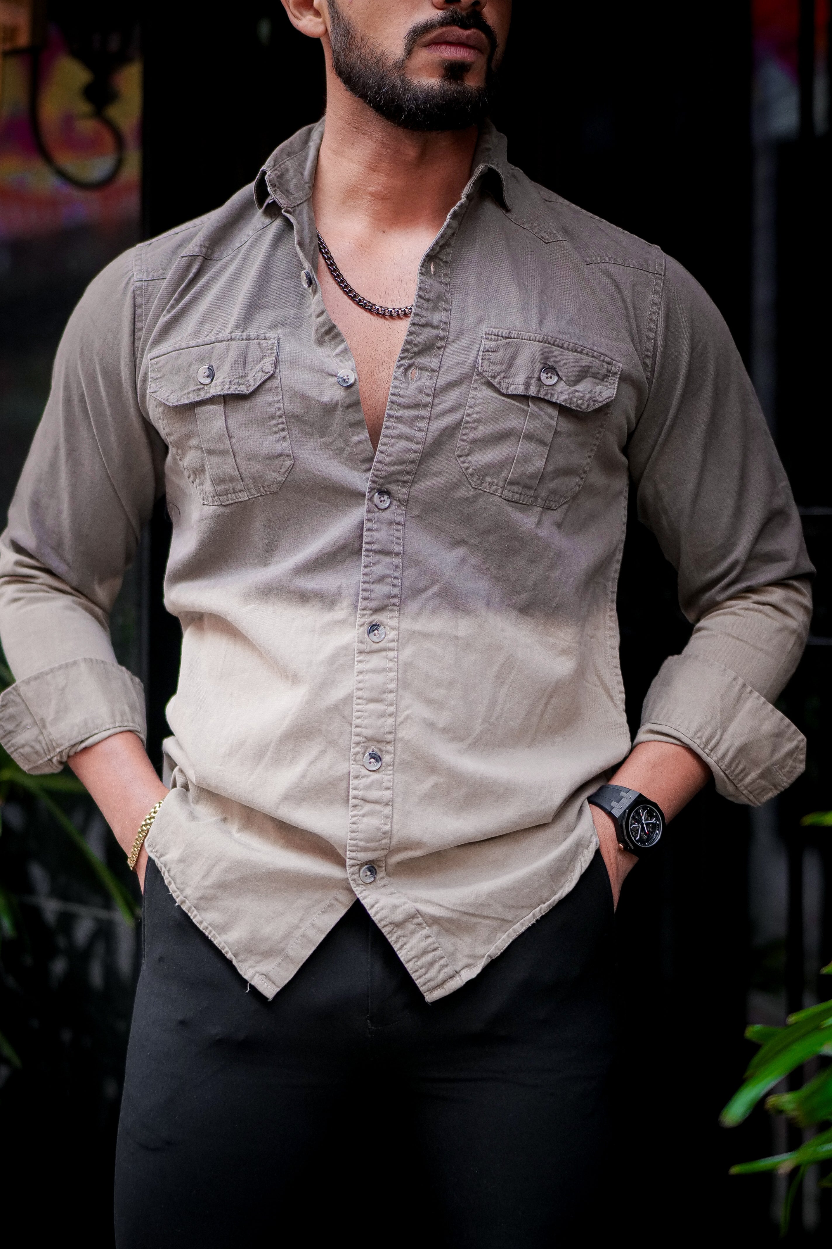Brown Double Shade Cotton RFD Designer Shirt view 2