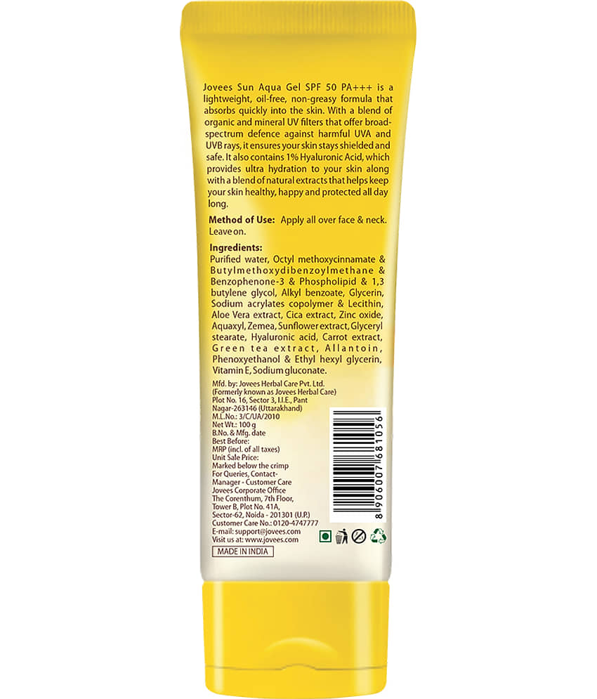 Jovees Herbal Sun Aqua Gel SPF 50 PA+++ Lightweight For Oily & Combination Skin, 100gm (Pack of 1) view 2