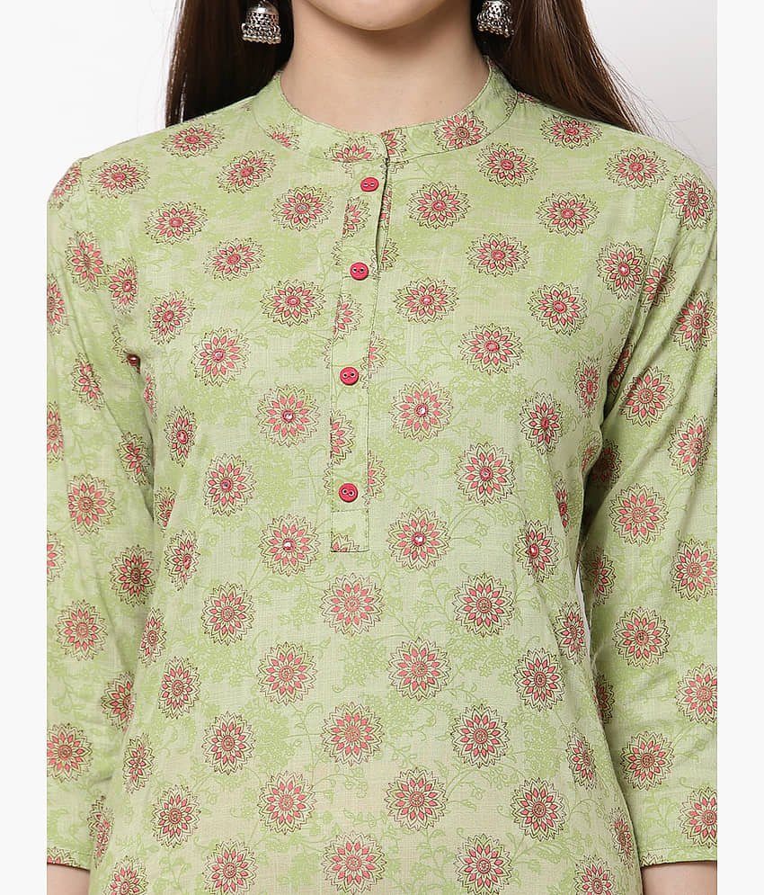 HISHAM - Green Rayon Women's Straight Kurti ( Pack of 1 ) view 2