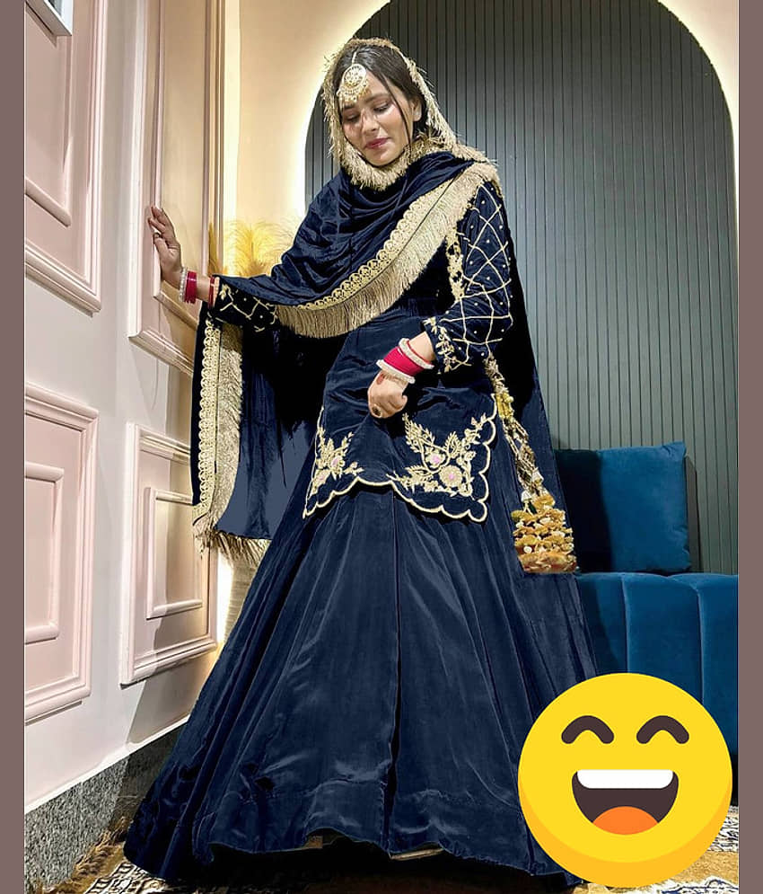 BHAGYASHRAY Women Silk Embroidered Straight Kurti With Sharara And Gharara ( Black )