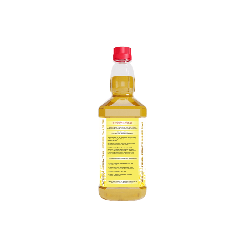 IndicWisdom Wood Pressed Sunflower Oil 1 liter (Cold Pressed Sunflower Oil - Extracted on Wooden Churner) view 2
