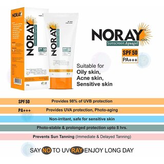 Noray Aquagel Broad Spectrum Sunscreen, Spf-50, Pa+++ With Anti Tan Effect - 50G. view 2
