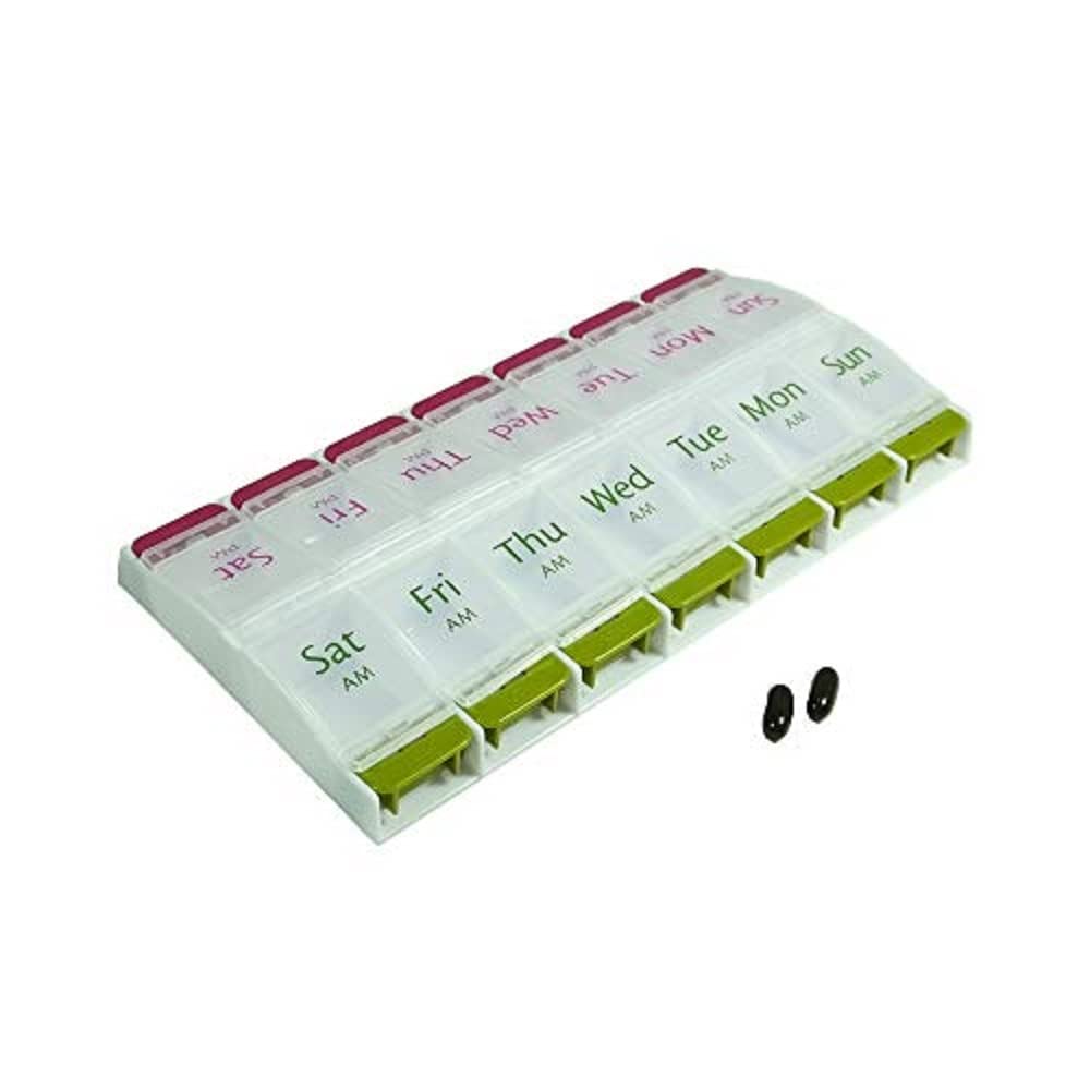 Ezyfit 7 Day Weekly Pill Box Push Button AM/PM 2 Times a Day, Weekly Pill Box Twice Daily (Pack of 2) view 2