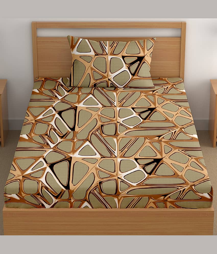 CG HOMES Poly Cotton 1 Single Bedsheet with 1 Pillow Cover ( Green ) view 2