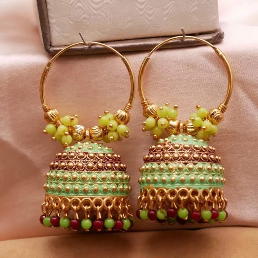 Premium Bridal Wedding Earring For Women(Green) view 2