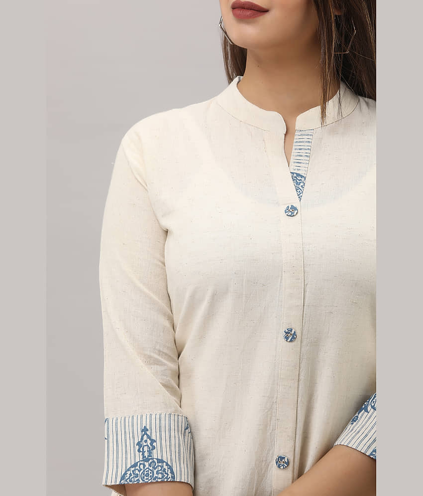 MAUKA Rayon Solid Front Slit Women's Kurti - Cream ( Pack of 1 ) view 2