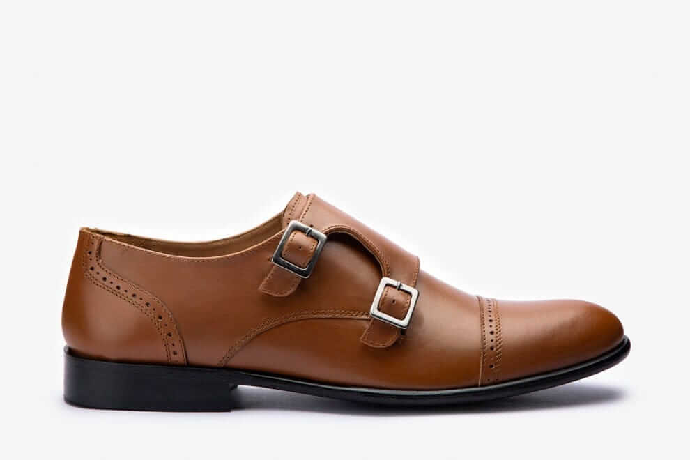 HILL BIRD Qtest Tan Oxford Monkstrap Shoes view 2
