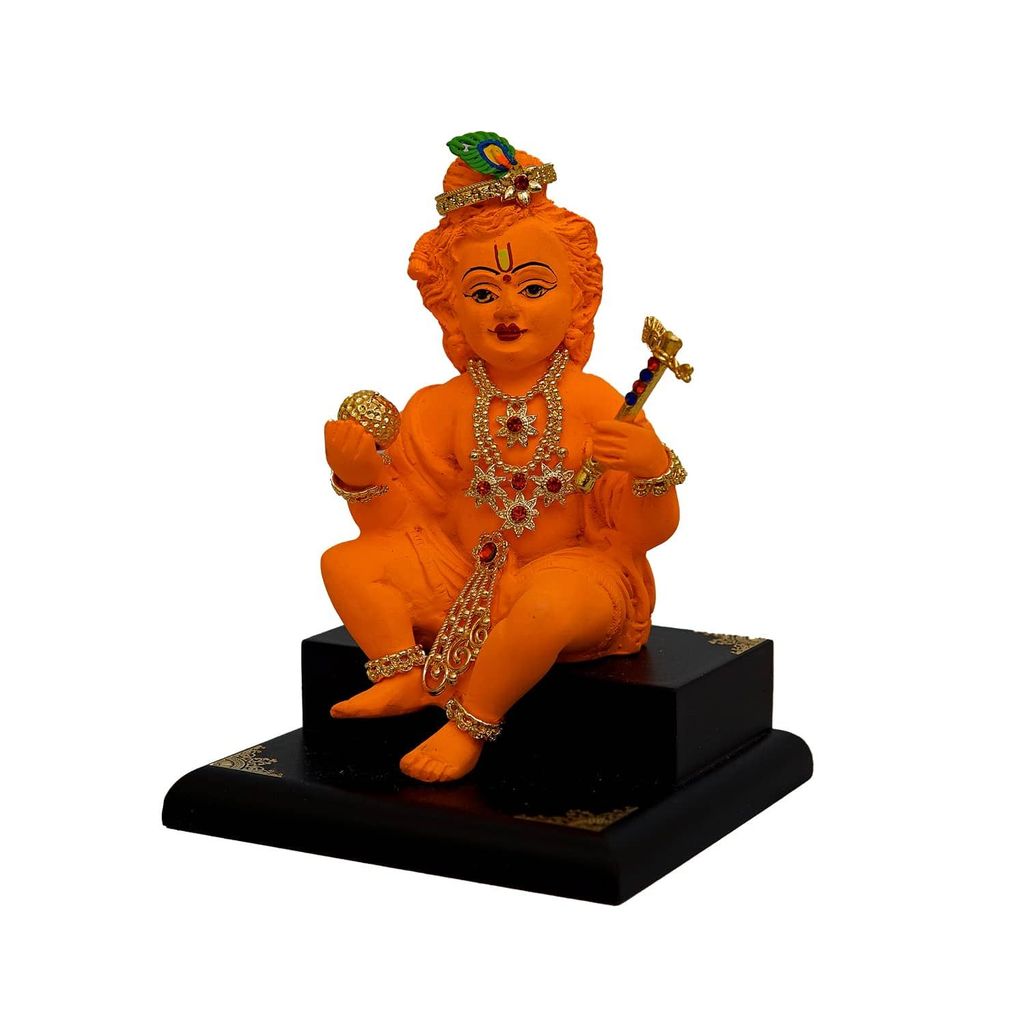 Craftlayout Resin Laddu Gopal Orange Finish Car Dashboard - 5 Inch view 2