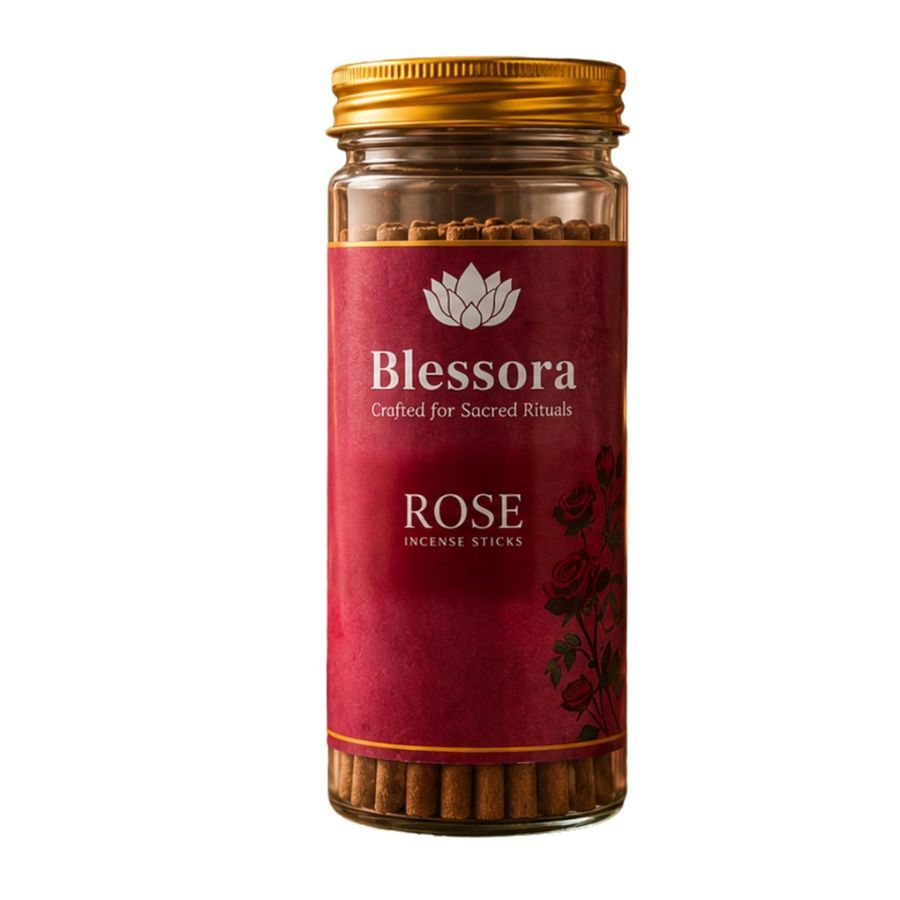 Incense Sticks - Rose Bambooless Smokeless Agarbatti for Pooja Meditation Yoga & Home Fragrance, 100% Charcoal Free (45 Sticks, 100g)