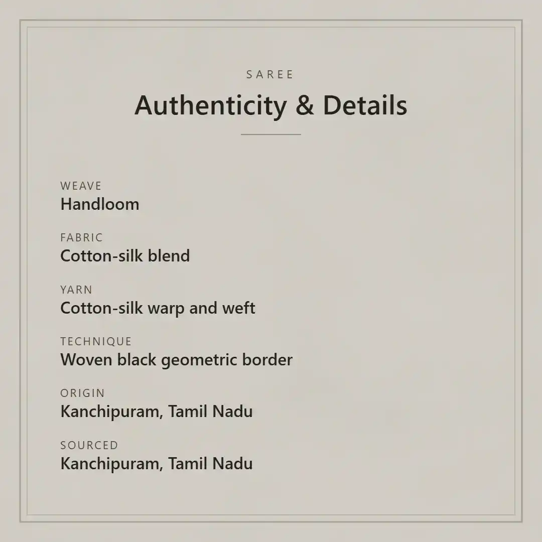 Handwoven Kanchipuram Cotton-Silk Saree in Mustard with Black Border view 2