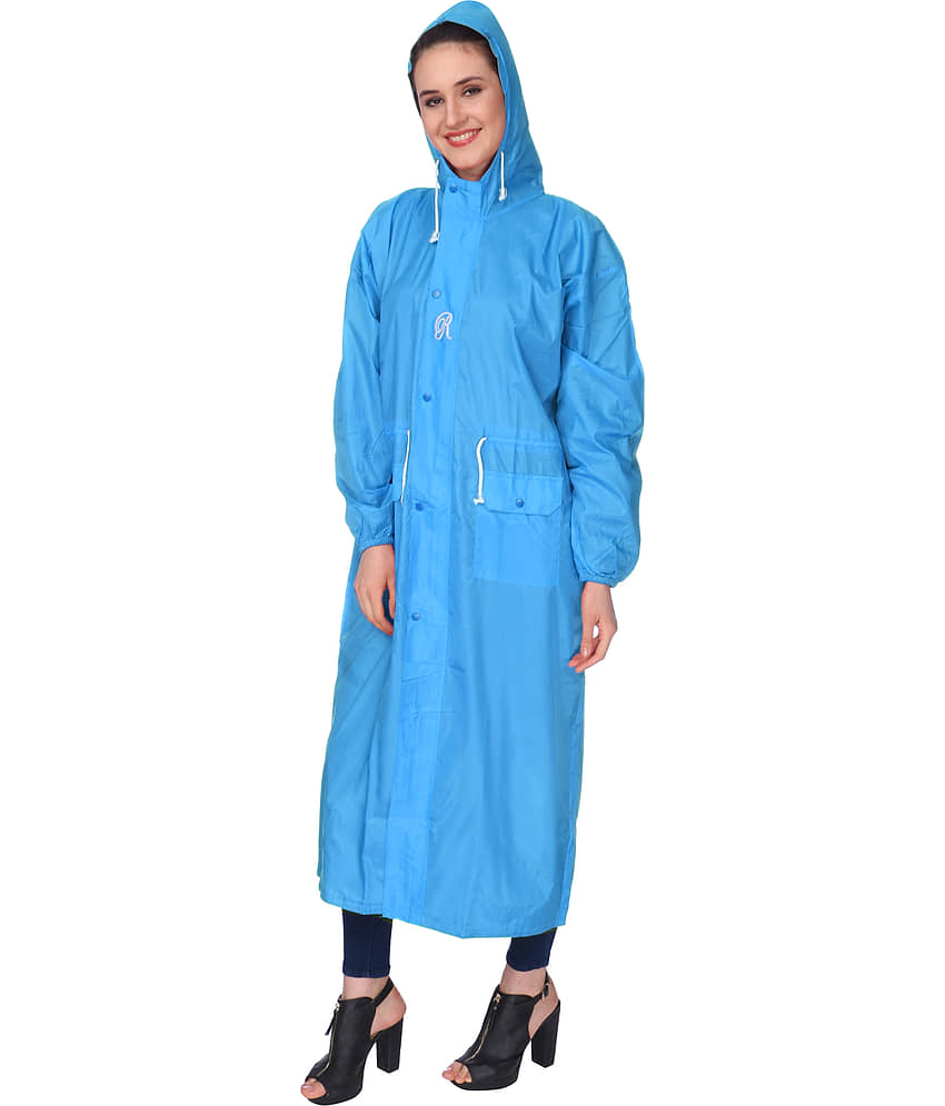 Goodluck Polyester Long Raincoat - Blue view 2