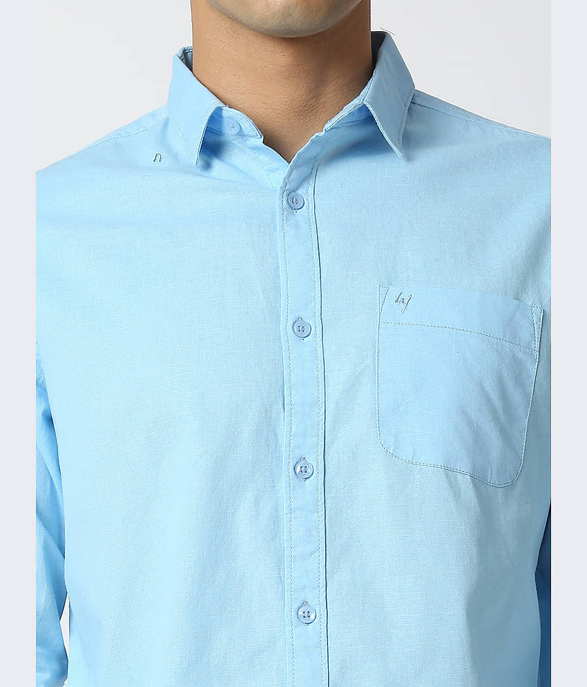 HJ HASASI 100% Cotton Slim Fit Solids Full Sleeves Men's Casual Shirt - Blue ( Pack of 1 ) view 2