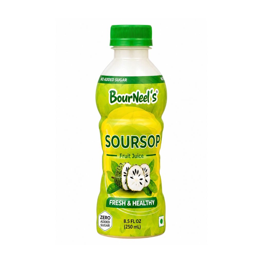 BourNeel's® Soursop Sugar Free Fruit Juice 250 ml Pack of 1 | No Added Sugar | Graviola Laxman Phal Fruit Pulpy Juice Drink | High Vitamin C |