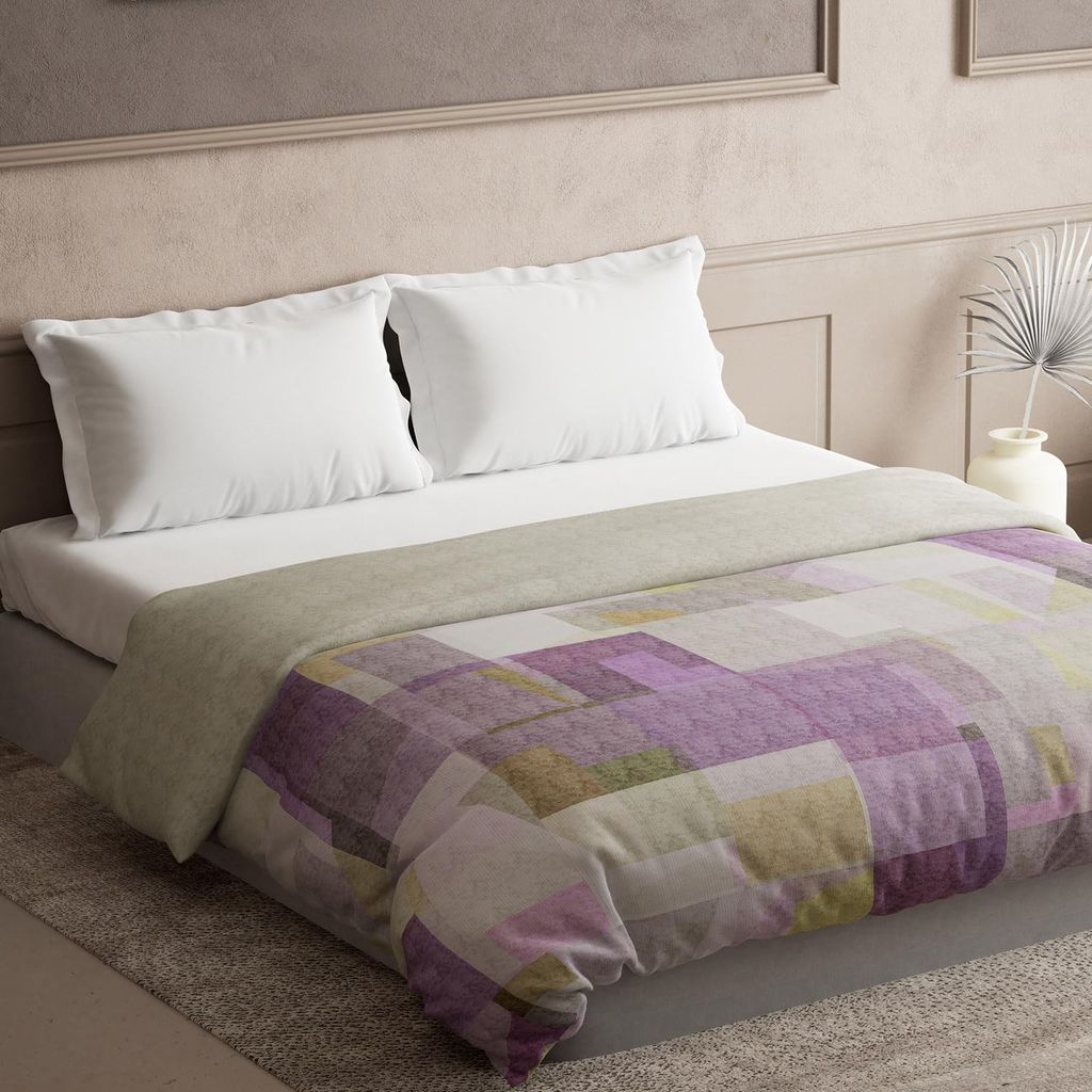 DDECOR - Primary Collection 100% Cotton Abstract Pattern 136TC King Quilt |229 CM X 274 CM| - Purple view 2