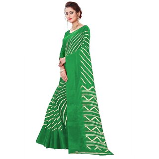 Green Colour Cotton Bandhani Printed Saree view 2