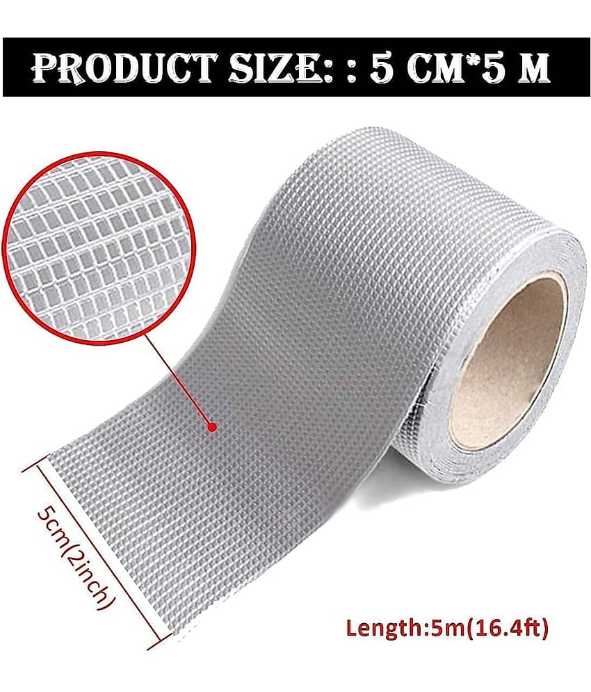 RAMDEV ENTERPRISE Leakage Repair Waterproof Tape for Pipe Leakage Roof Water Leakage Solution Aluminium Foil Tape Waterproof Adhesive Tape Sealing Butyl Rubber Tape for Leakage (5CM*5M) (Pack Of 1). view 2
